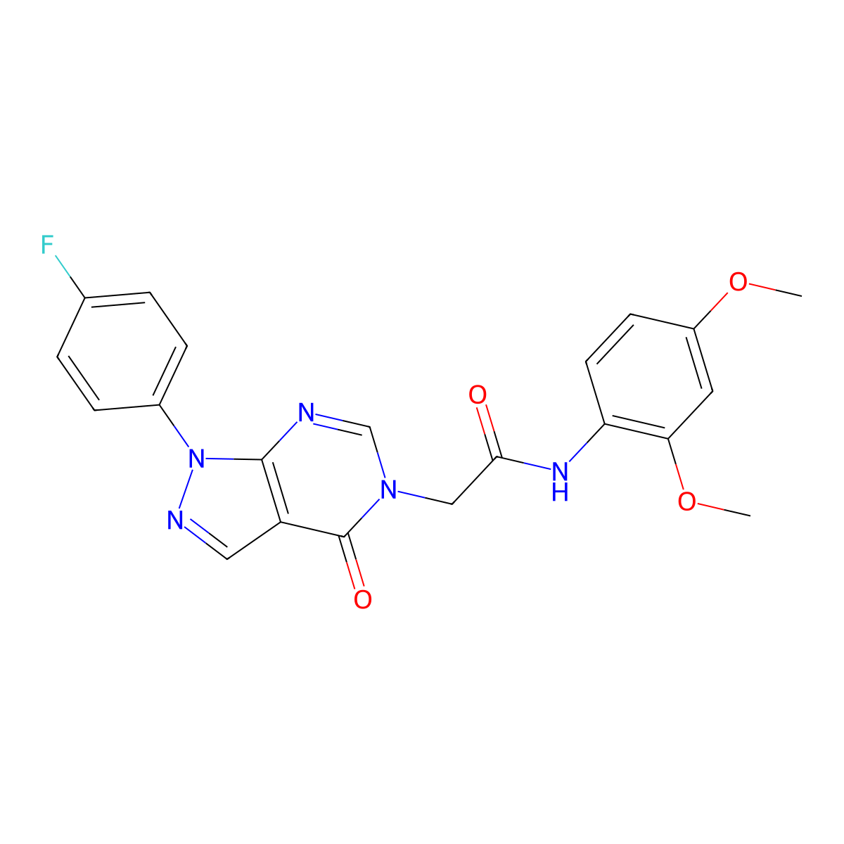 N-(2,4-dimethoxyphenyl)-2-(1-(4-fluorophenyl)-4-oxo-1H-pyrazolo[3,4-d]pyrimidin-5(4H)-yl)acetamide molecular structure, CAS 852450-52-3