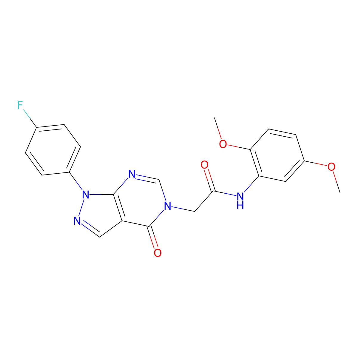 N-(2,5-dimethoxyphenyl)-2-(1-(4-fluorophenyl)-4-oxo-1H-pyrazolo[3,4-d]pyrimidin-5(4H)-yl)acetamide molecular structure, CAS 852450-53-4
