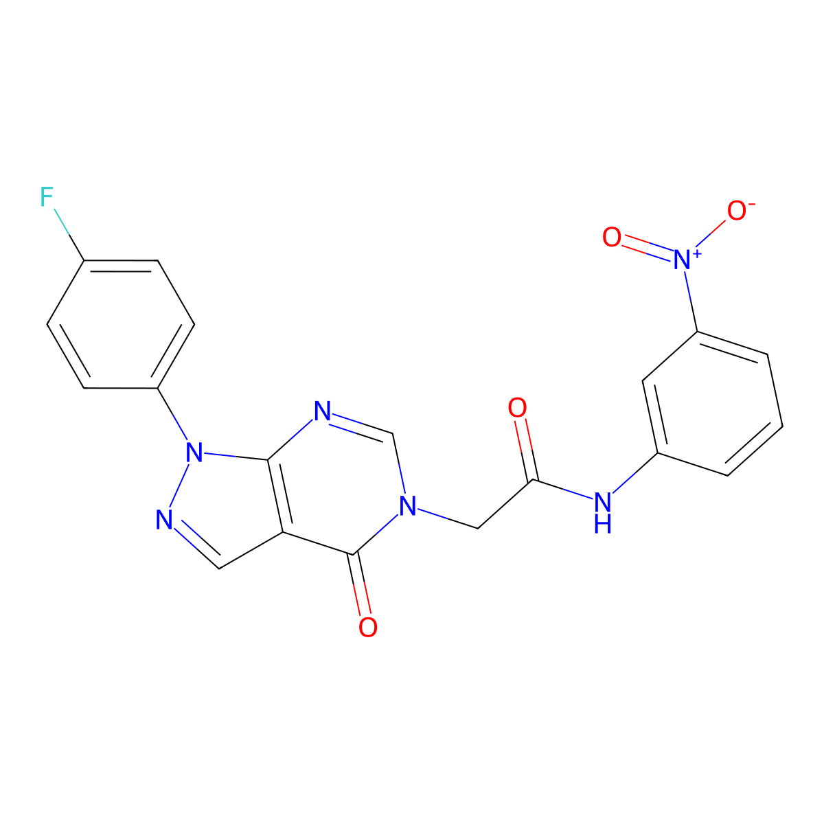 2-(1-(4-fluorophenyl)-4-oxo-1H-pyrazolo[3,4-d]pyrimidin-5(4H)-yl)-N-(3-nitrophenyl)acetamide molecular structure, CAS 852450-61-4