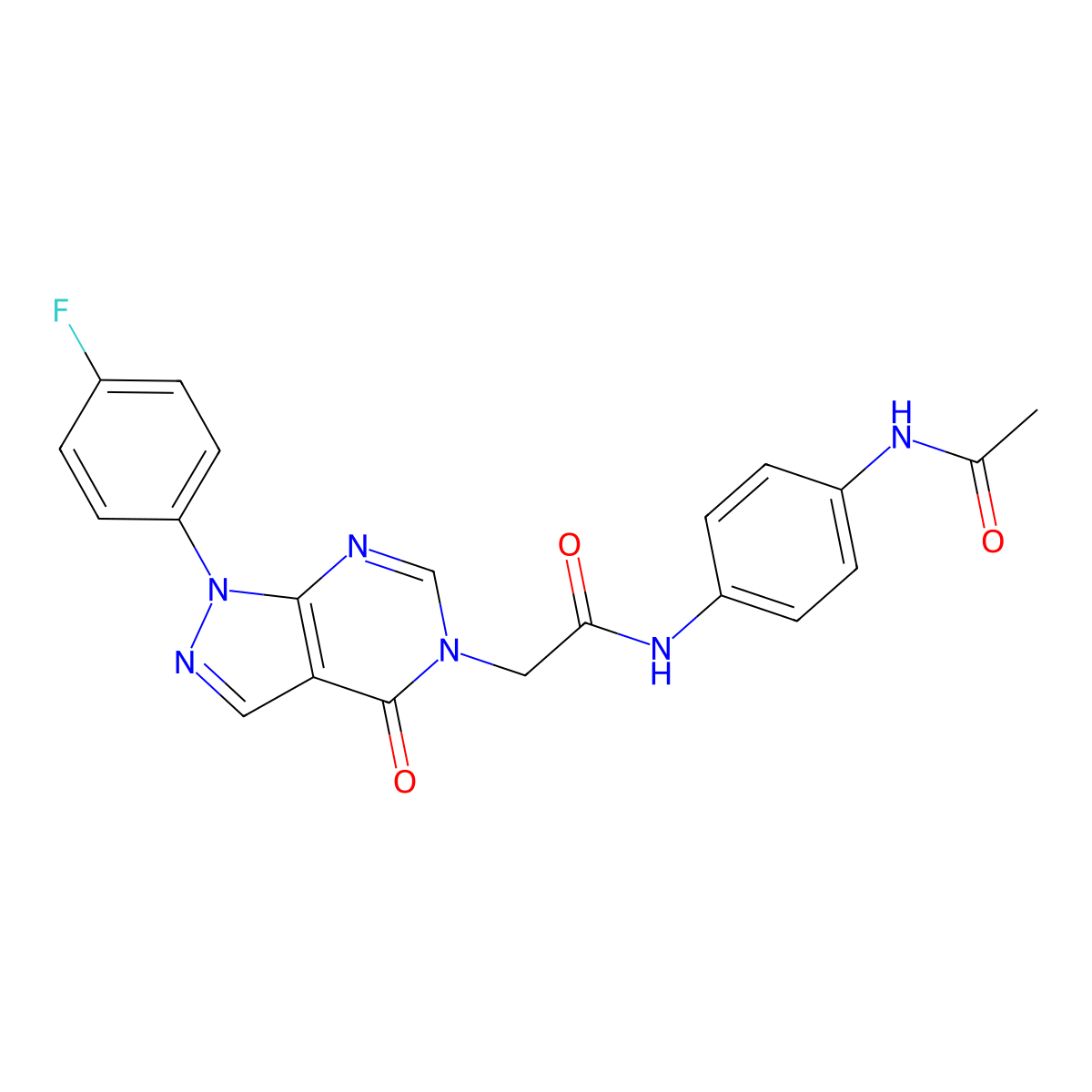 N-(4-acetamidophenyl)-2-[1-(4-fluorophenyl)-4-oxo-1H,4H,5H-pyrazolo[3,4-d]pyrimidin-5-yl]acetamide molecular structure, CAS 852450-68-1