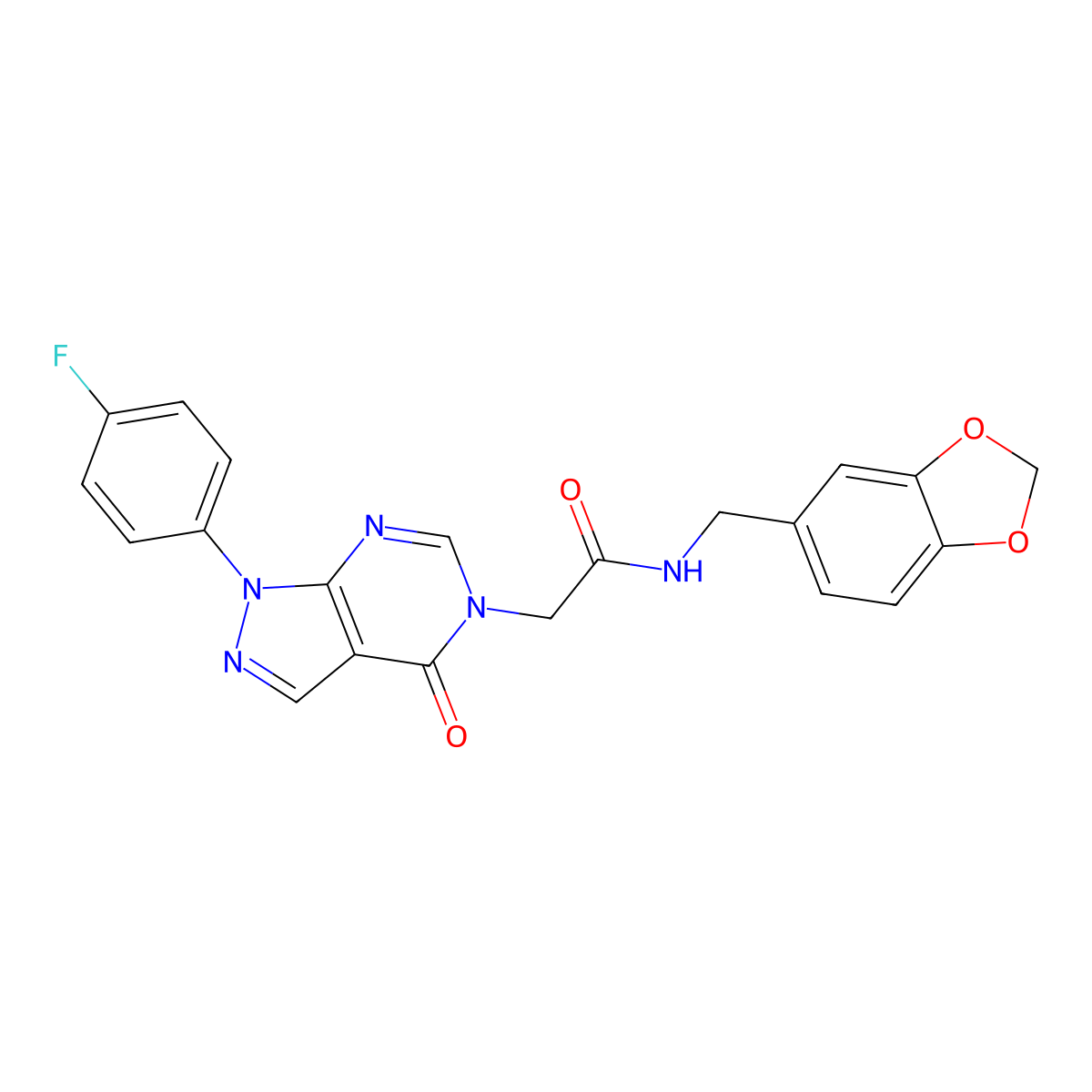 N-[(2H-1,3-benzodioxol-5-yl)methyl]-2-[1-(4-fluorophenyl)-4-oxo-1H,4H,5H-pyrazolo[3,4-d]pyrimidin-5-yl]acetamide molecular structure, CAS 852450-72-7
