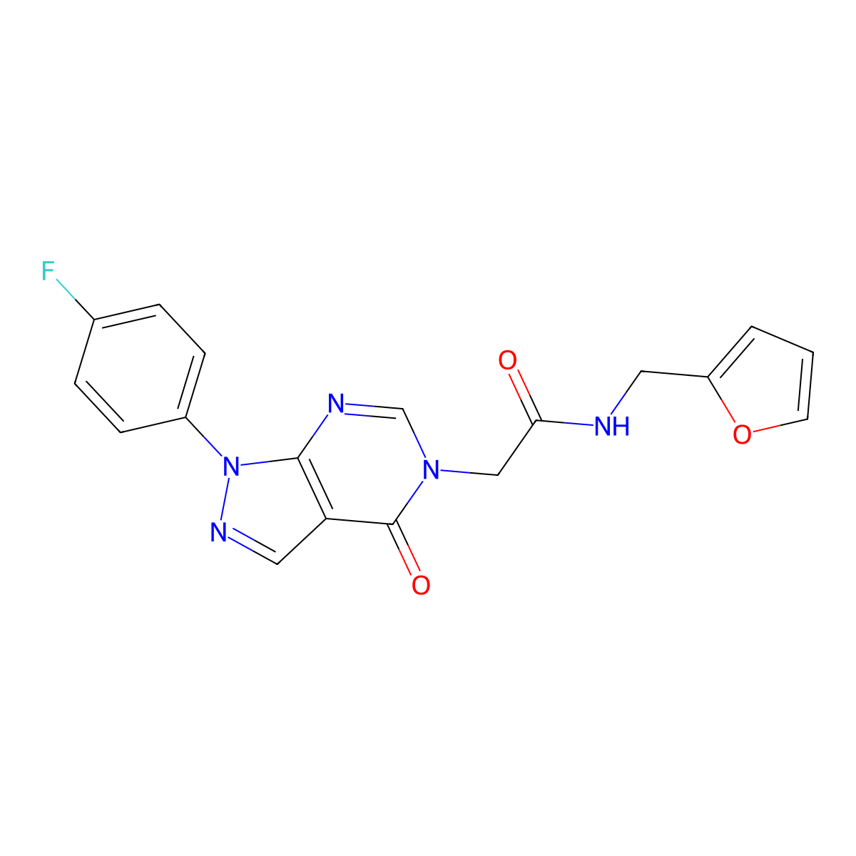 2-(1-(4-fluorophenyl)-4-oxo-1H-pyrazolo[3,4-d]pyrimidin-5(4H)-yl)-N-(furan-2-ylmethyl)acetamide molecular structure, CAS 852450-74-9