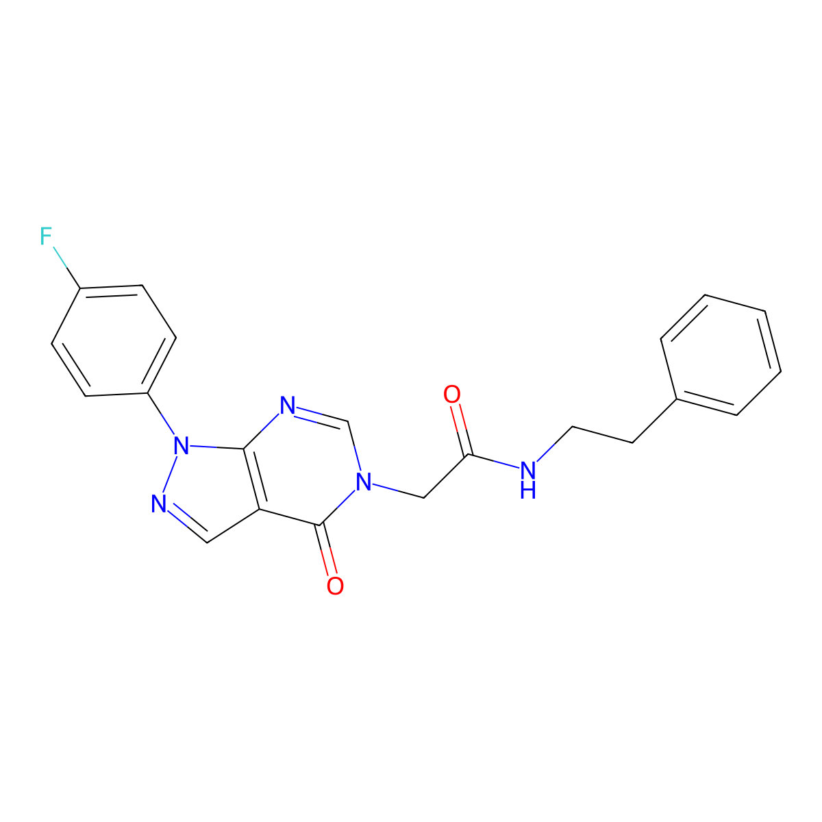 2-(1-(4-fluorophenyl)-4-oxo-1H-pyrazolo[3,4-d]pyrimidin-5(4H)-yl)-N-phenethylacetamide molecular structure, CAS 852450-76-1