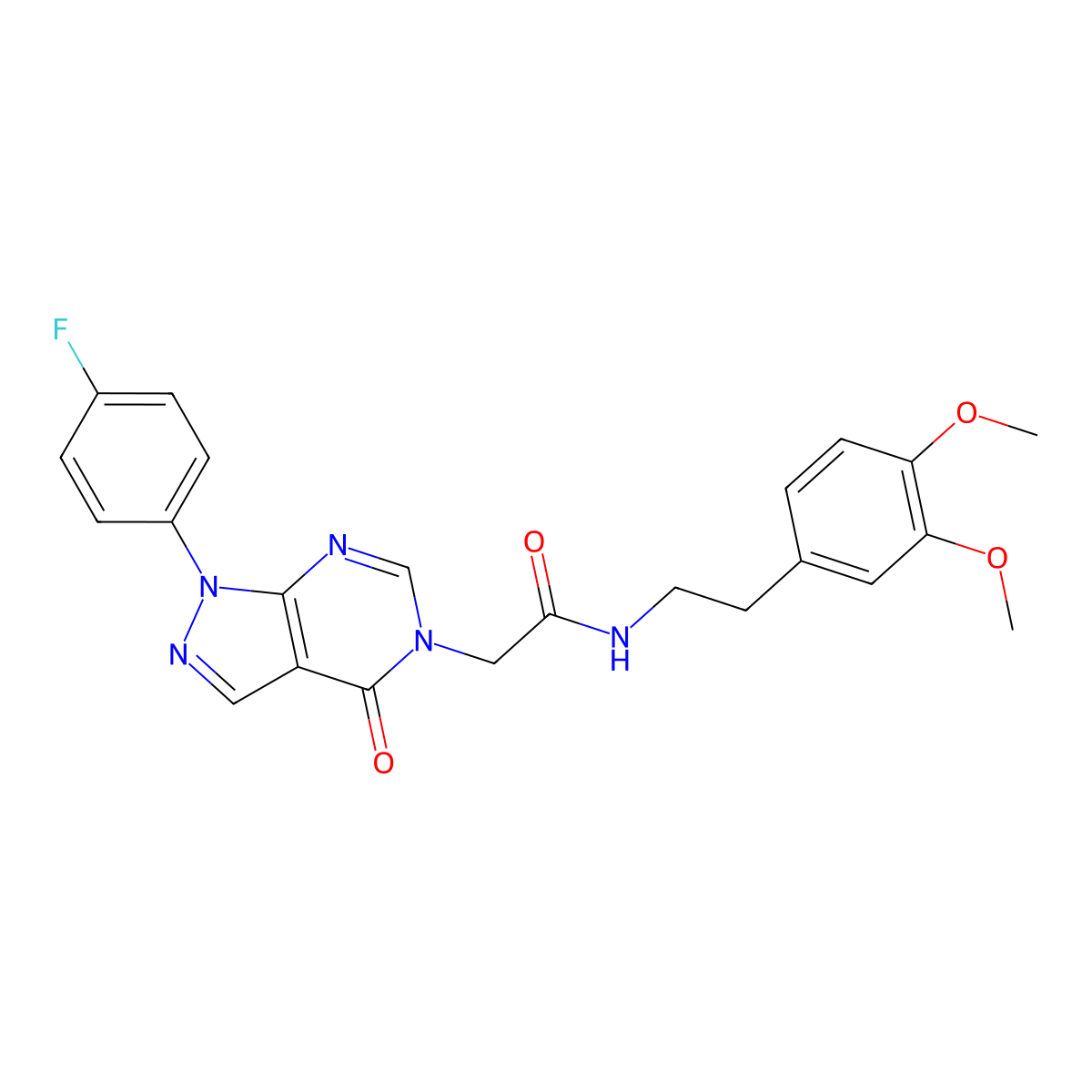 N-(3,4-dimethoxyphenethyl)-2-(1-(4-fluorophenyl)-4-oxo-1H-pyrazolo[3,4-d]pyrimidin-5(4H)-yl)acetamide molecular structure, CAS 852450-77-2