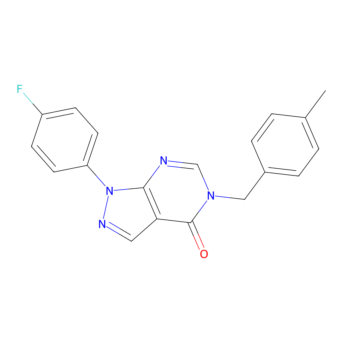 1-(4-Fluorophenyl)-5-[(4-methylphenyl)methyl]pyrazolo[3,4-d]pyrimidin-4-one molecular structure, CAS 852450-96-5
