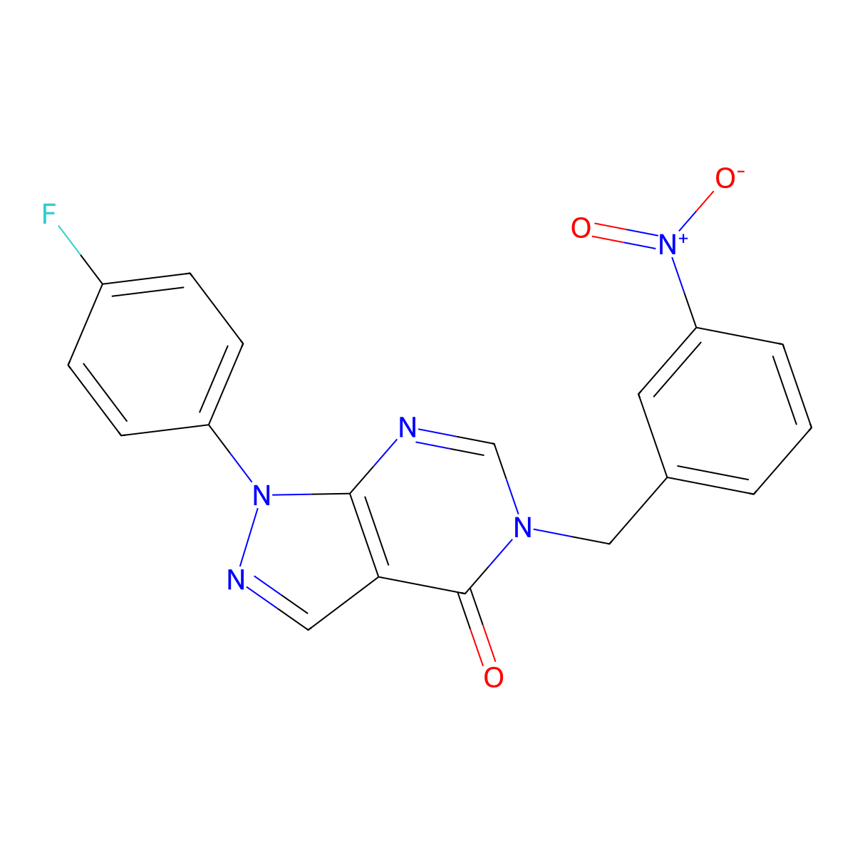1-(4-fluorophenyl)-5-(3-nitrobenzyl)-1H-pyrazolo[3,4-d]pyrimidin-4(5H)-one molecular structure, CAS 852451-04-8