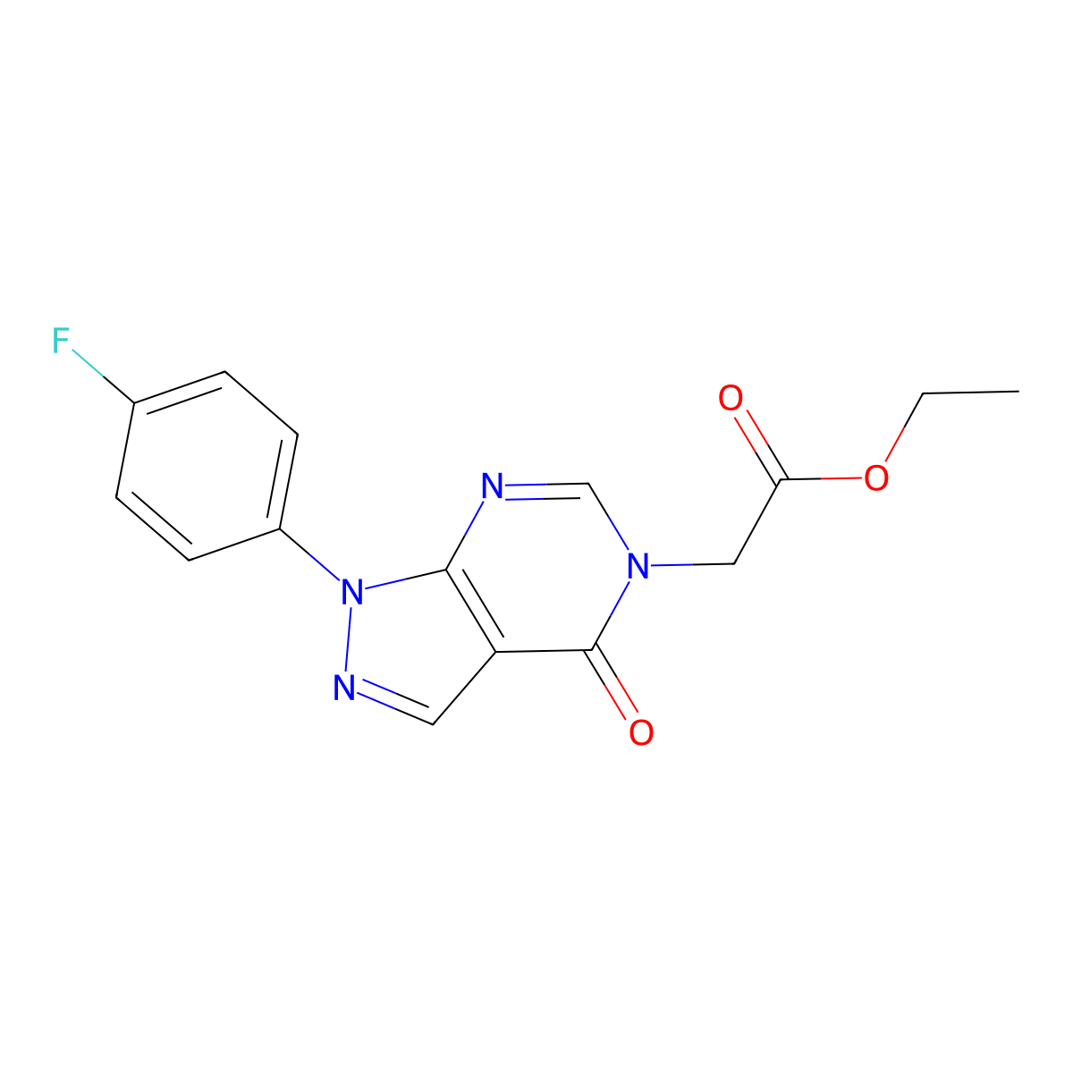 ethyl 2-[1-(4-fluorophenyl)-4-oxo-1H,4H,5H-pyrazolo[3,4-d]pyrimidin-5-yl]acetate molecular structure, CAS 852451-06-0
