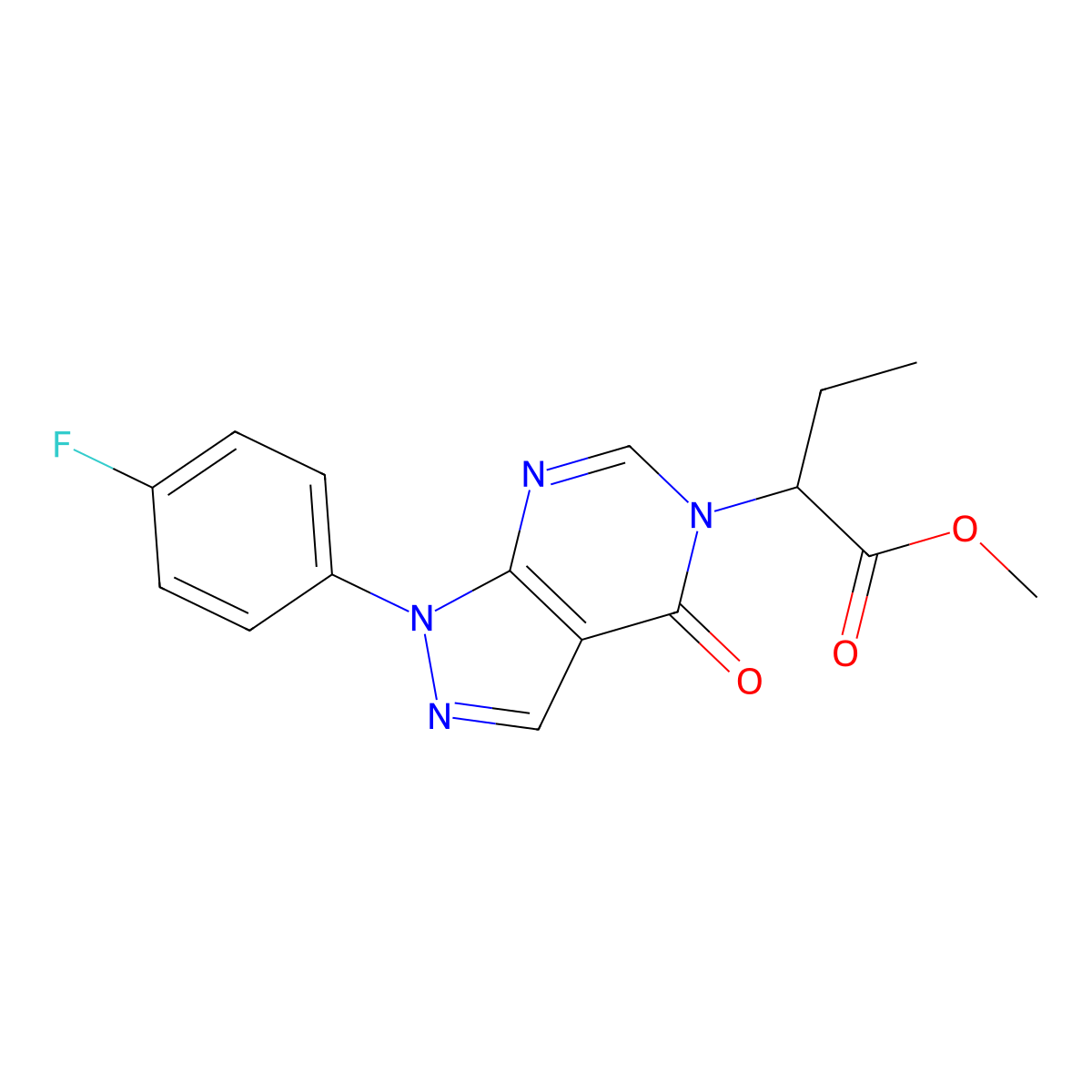 methyl 2-(1-(4-fluorophenyl)-4-oxo-1H-pyrazolo[3,4-d]pyrimidin-5(4H)-yl)butanoate molecular structure, CAS 852451-08-2