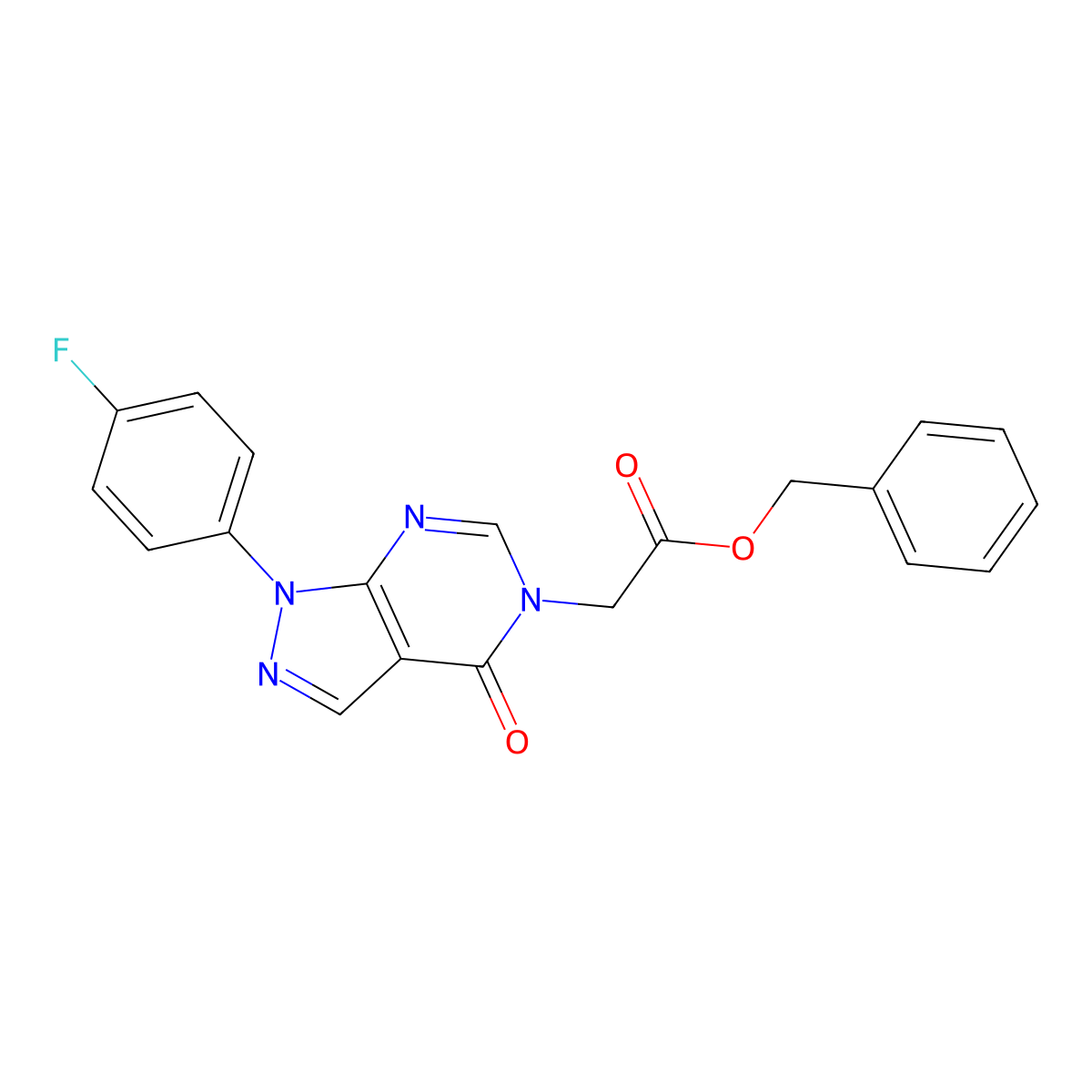 benzyl 2-(1-(4-fluorophenyl)-4-oxo-1H-pyrazolo[3,4-d]pyrimidin-5(4H)-yl)acetate molecular structure, CAS 852451-10-6