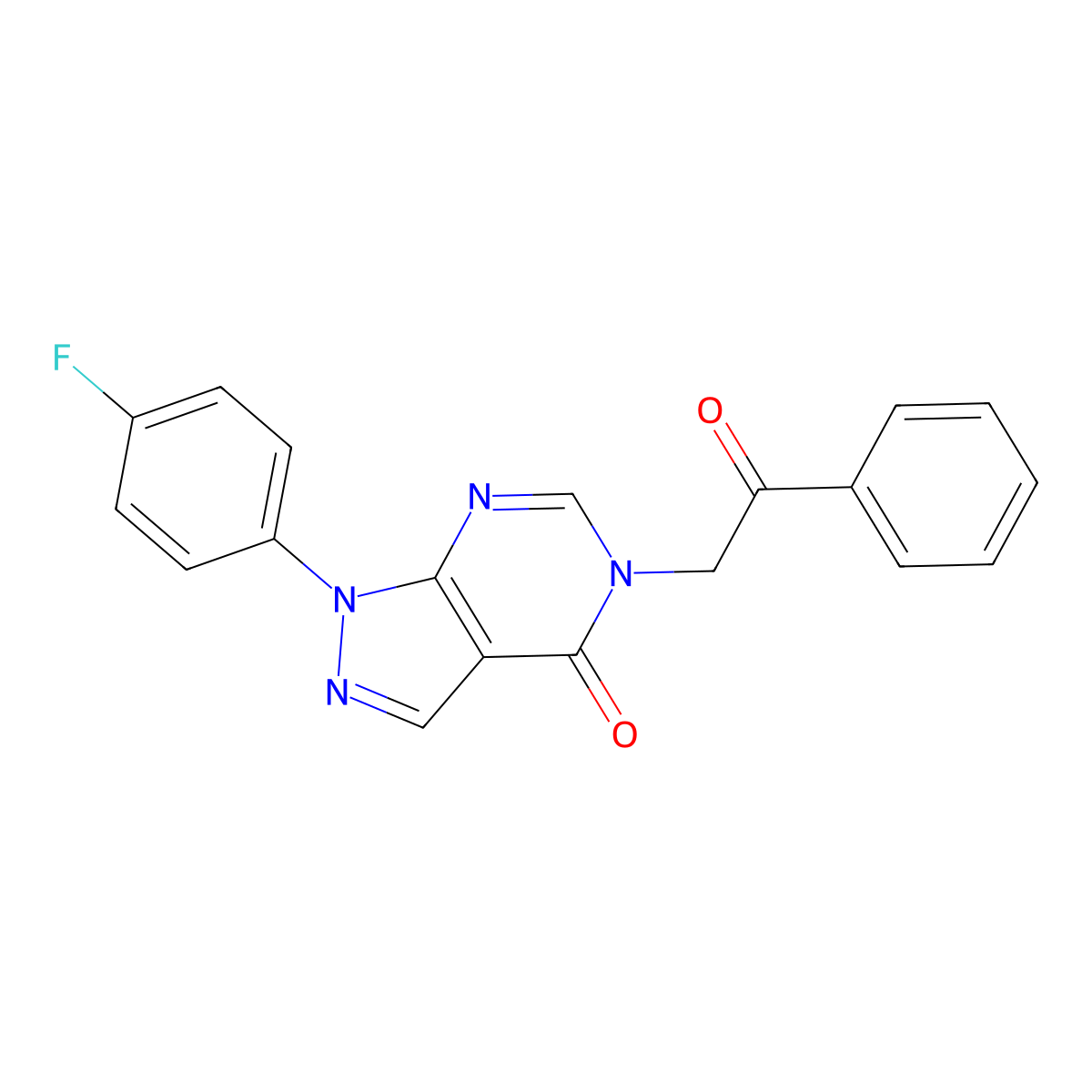 1-(4-fluorophenyl)-5-(2-oxo-2-phenylethyl)-1H-pyrazolo[3,4-d]pyrimidin-4(5H)-one molecular structure, CAS 852451-11-7