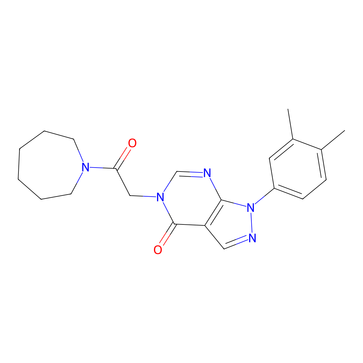 5-(2-(azepan-1-yl)-2-oxoethyl)-1-(3,4-dimethylphenyl)-1H-pyrazolo[3,4-d]pyrimidin-4(5H)-one molecular structure, CAS 852451-16-2