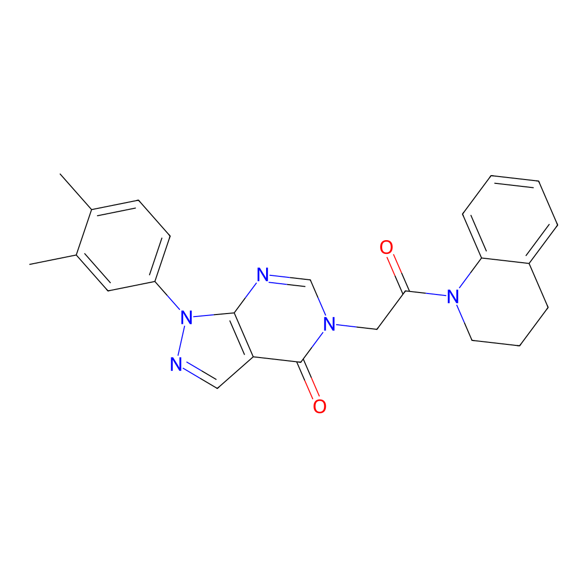 5-[2-(3,4-dihydro-2H-quinolin-1-yl)-2-oxoethyl]-1-(3,4-dimethylphenyl)pyrazolo[3,4-d]pyrimidin-4-one molecular structure, CAS 852451-20-8