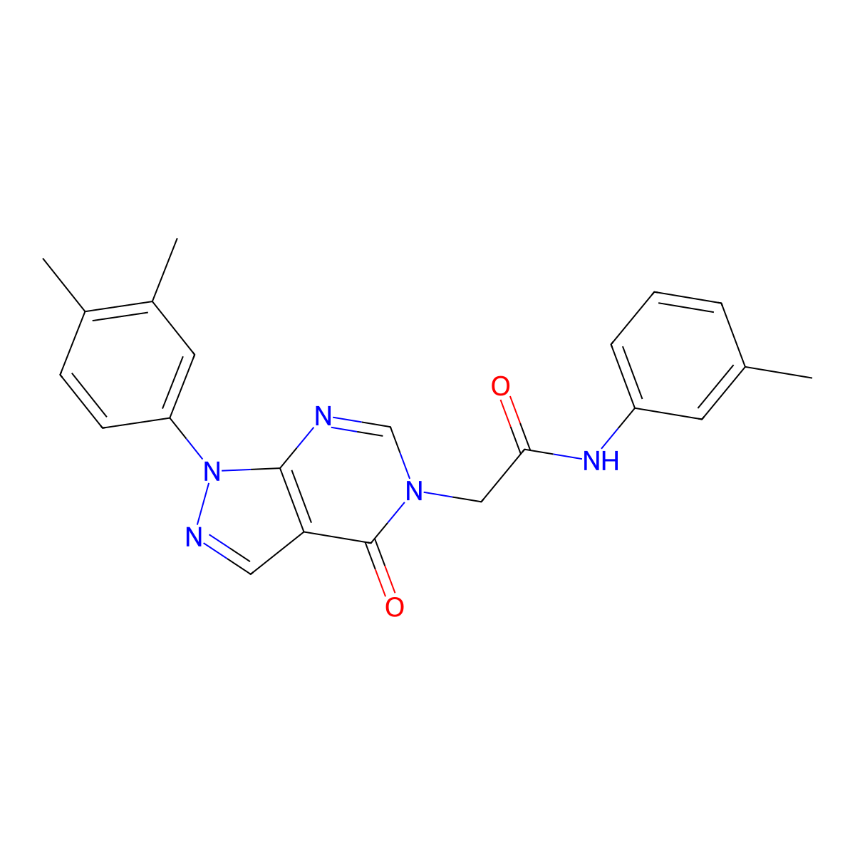 2-[1-(3,4-dimethylphenyl)-4-oxopyrazolo[3,4-d]pyrimidin-5-yl]-N-(3-methylphenyl)acetamide molecular structure, CAS 852451-25-3