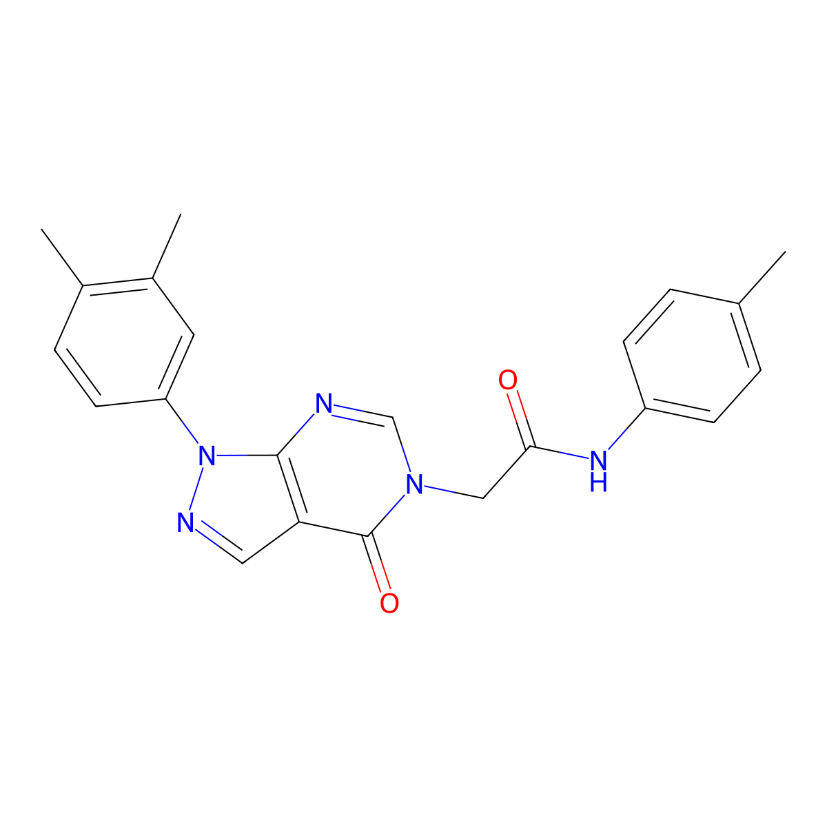 2-(1-(3,4-dimethylphenyl)-4-oxo-1H-pyrazolo[3,4-d]pyrimidin-5(4H)-yl)-N-(p-tolyl)acetamide molecular structure, CAS 852451-26-4