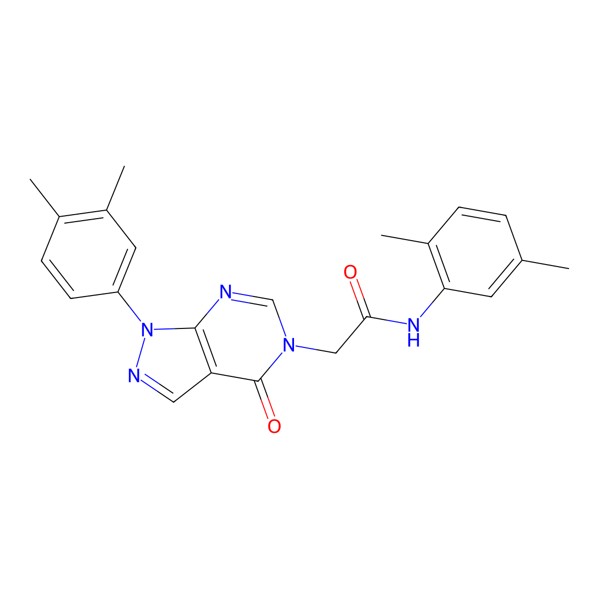 N-(2,5-dimethylphenyl)-2-[1-(3,4-dimethylphenyl)-4-oxopyrazolo[3,4-d]pyrimidin-5-yl]acetamide molecular structure, CAS 852451-27-5