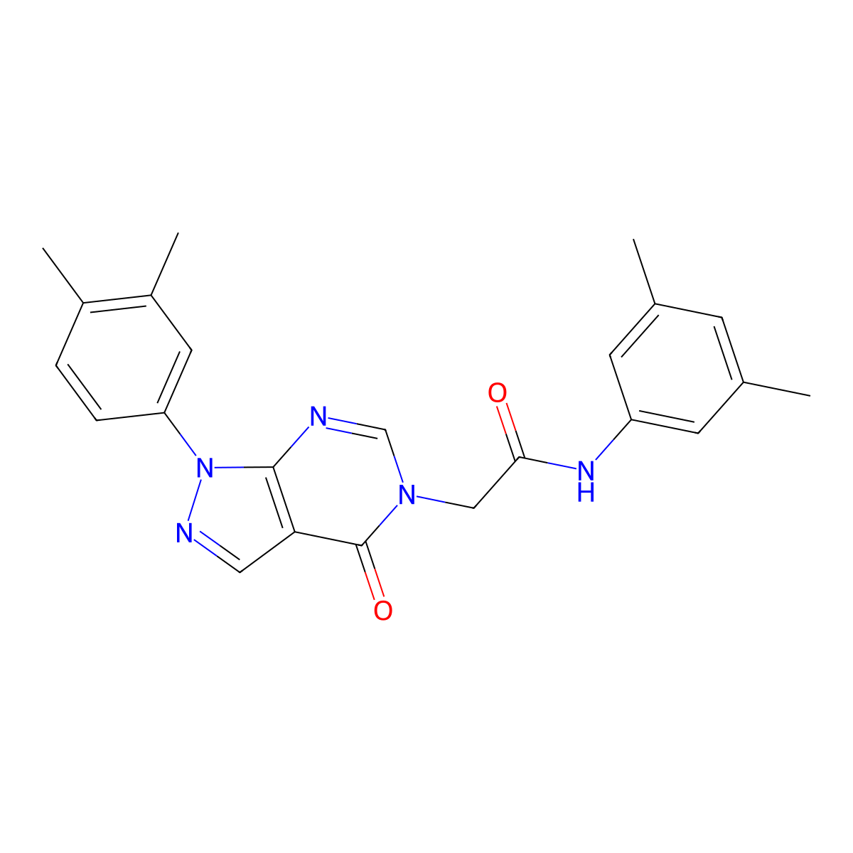 N-(3,5-dimethylphenyl)-2-(1-(3,4-dimethylphenyl)-4-oxo-1H-pyrazolo[3,4-d]pyrimidin-5(4H)-yl)acetamide molecular structure, CAS 852451-28-6