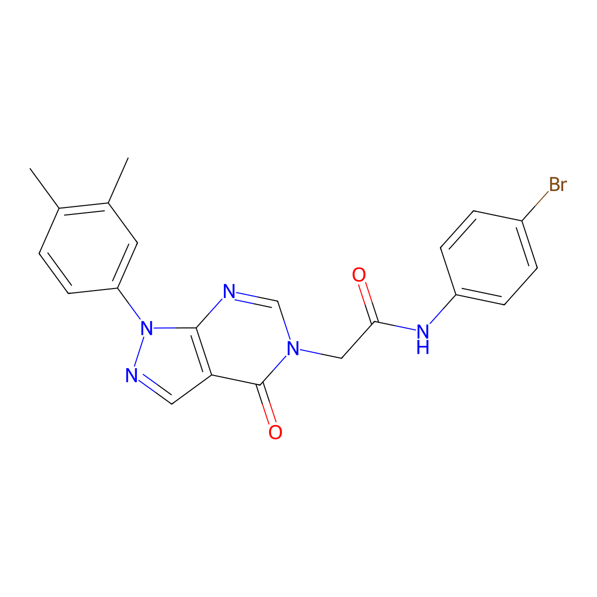 N-(4-bromophenyl)-2-(1-(3,4-dimethylphenyl)-4-oxo-1H-pyrazolo[3,4-d]pyrimidin-5(4H)-yl)acetamide molecular structure, CAS 852451-37-7