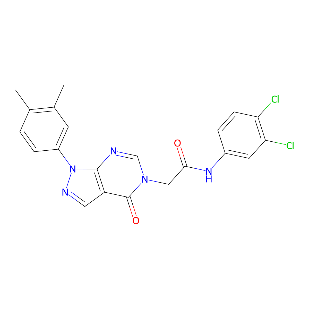 N-(3,4-dichlorophenyl)-2-[1-(3,4-dimethylphenyl)-4-oxo-1H,4H,5H-pyrazolo[3,4-d]pyrimidin-5-yl]acetamide molecular structure, CAS 852451-39-9