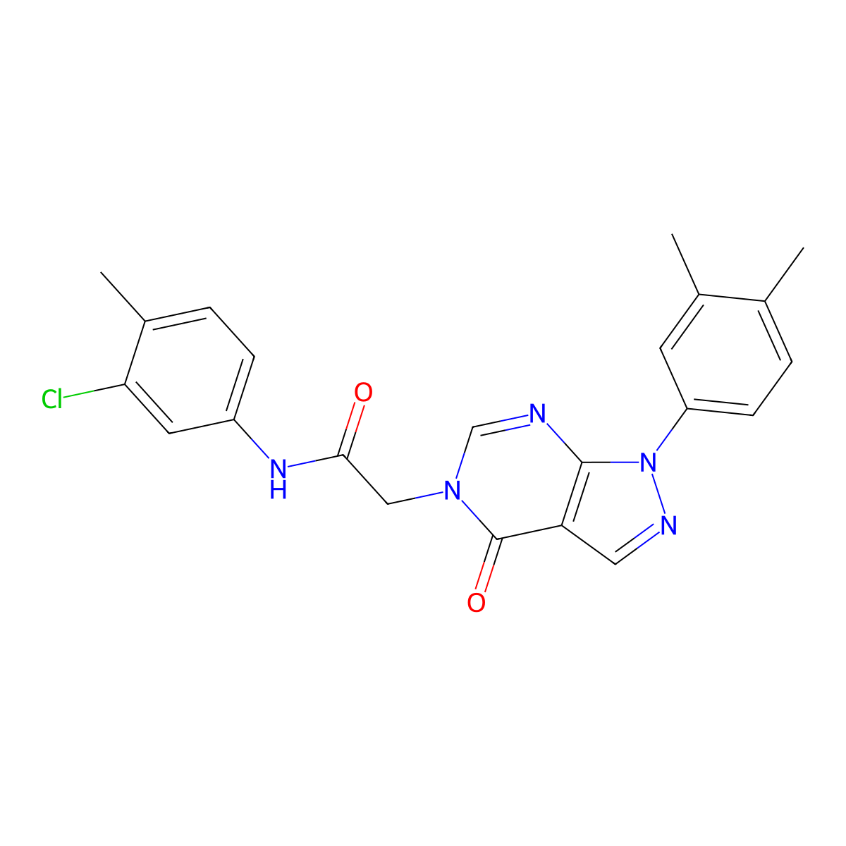 N-(3-chloro-4-methylphenyl)-2-(1-(3,4-dimethylphenyl)-4-oxo-1H-pyrazolo[3,4-d]pyrimidin-5(4H)-yl)acetamide molecular structure, CAS 852451-40-2