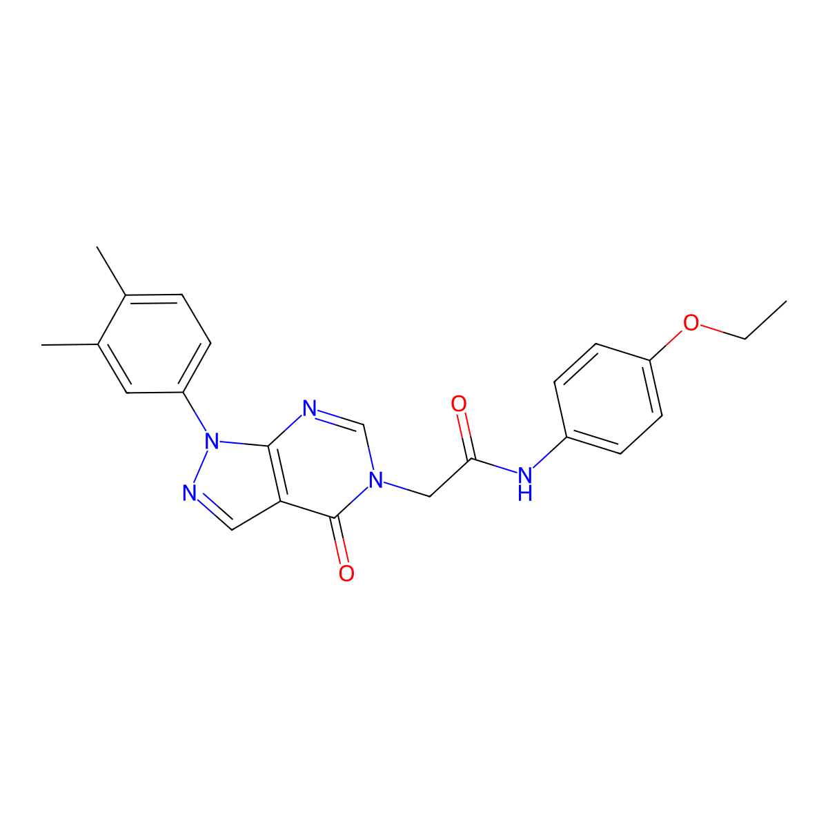 2-[1-(3,4-dimethylphenyl)-4-oxopyrazolo[3,4-d]pyrimidin-5-yl]-N-(4-ethoxyphenyl)acetamide molecular structure, CAS 852451-46-8