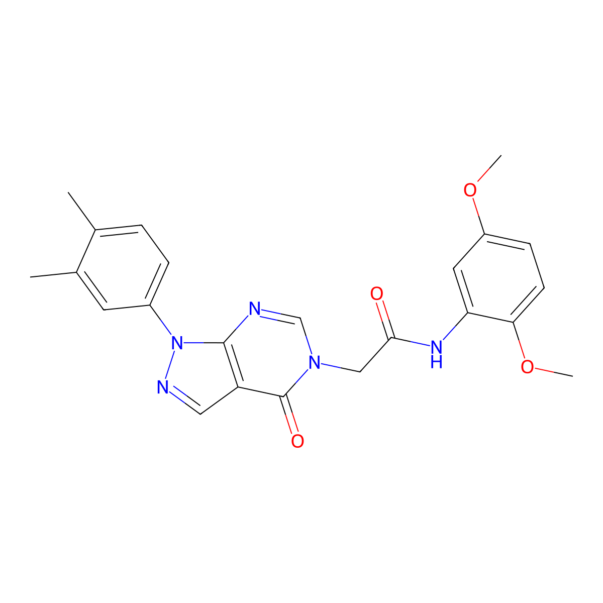 N-(2,5-dimethoxyphenyl)-2-(1-(3,4-dimethylphenyl)-4-oxo-1H-pyrazolo[3,4-d]pyrimidin-5(4H)-yl)acetamide molecular structure, CAS 852451-48-0
