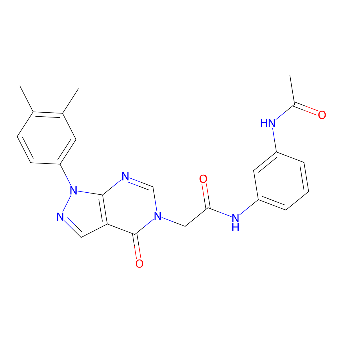 N-(3-acetamidophenyl)-2-(1-(3,4-dimethylphenyl)-4-oxo-1H-pyrazolo[3,4-d]pyrimidin-5(4H)-yl)acetamide molecular structure, CAS 852451-61-7