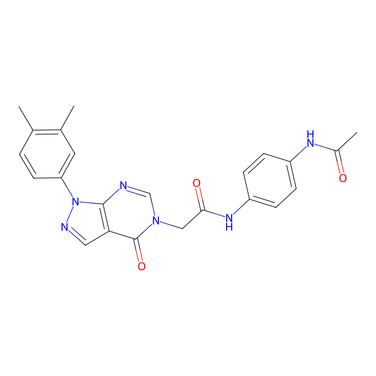 N-(4-acetamidophenyl)-2-(1-(3,4-dimethylphenyl)-4-oxo-1H-pyrazolo[3,4-d]pyrimidin-5(4H)-yl)acetamide molecular structure, CAS 852451-62-8