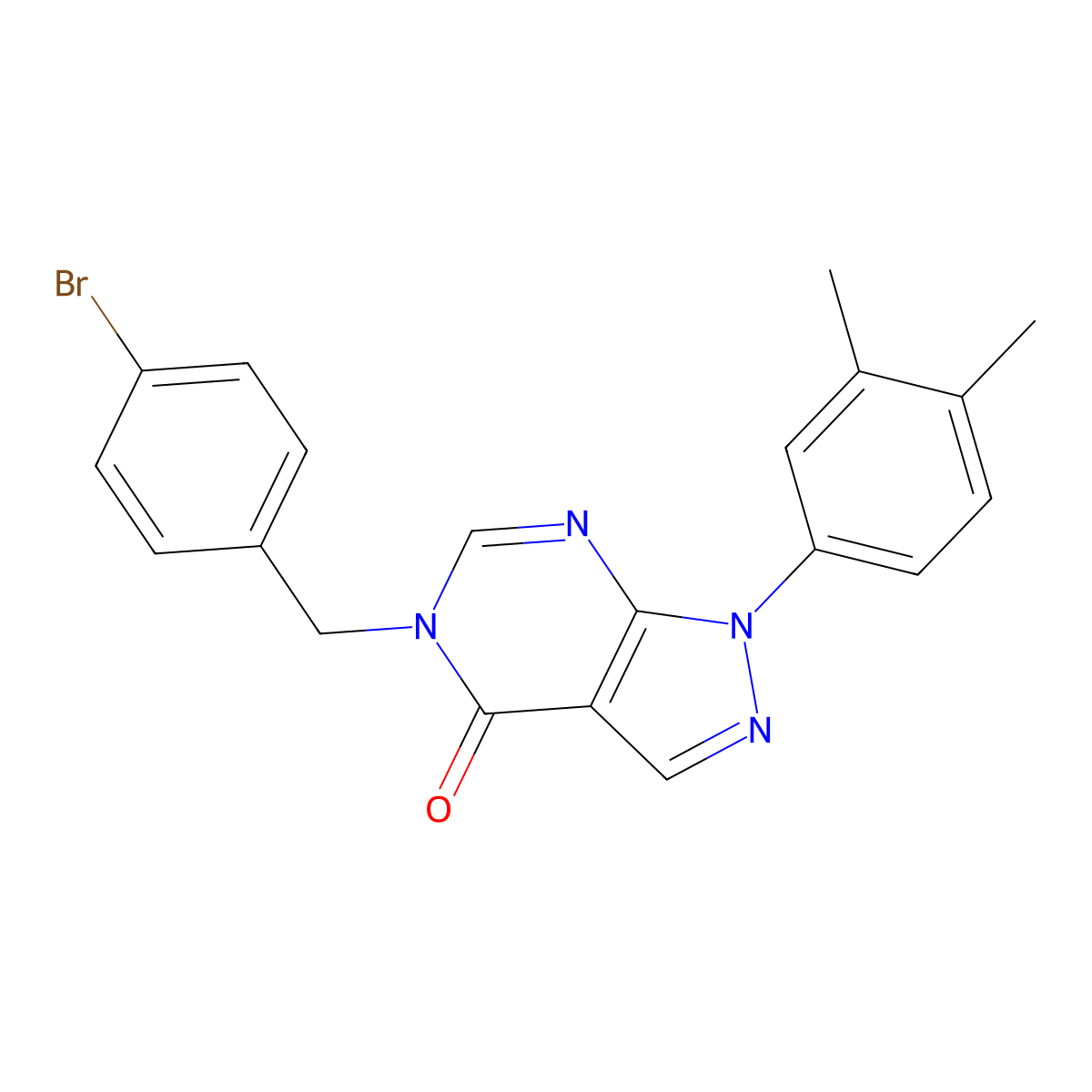 5-(4-bromobenzyl)-1-(3,4-dimethylphenyl)-1H-pyrazolo[3,4-d]pyrimidin-4(5H)-one molecular structure, CAS 852451-73-1