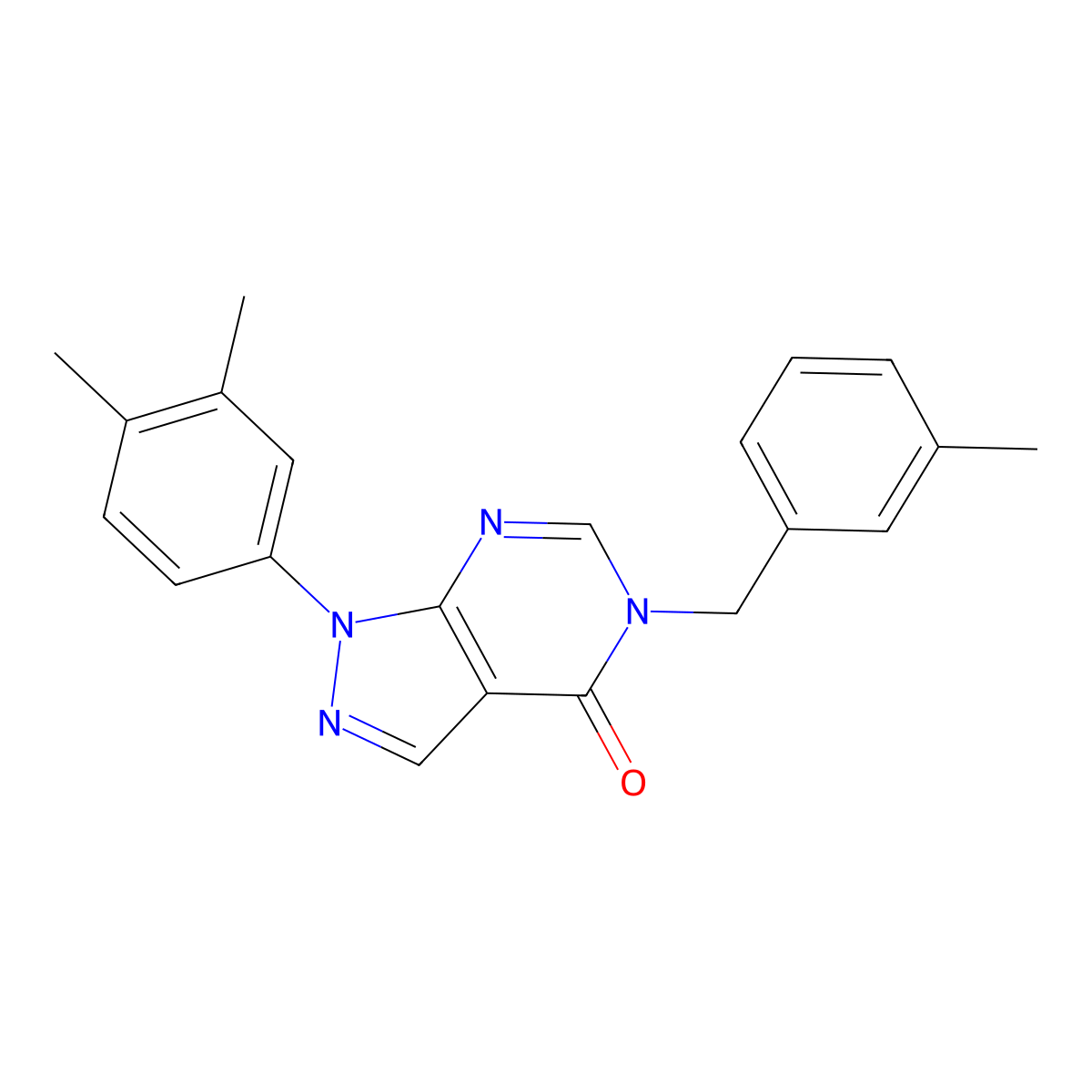 1-(3,4-dimethylphenyl)-5-(3-methylbenzyl)-1H-pyrazolo[3,4-d]pyrimidin-4(5H)-one molecular structure, CAS 852451-74-2