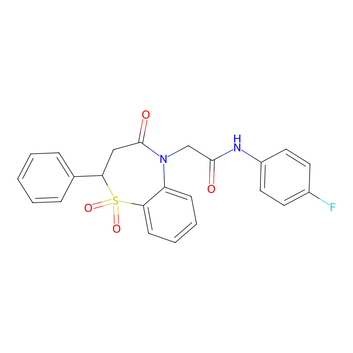 2-(1,1-dioxido-4-oxo-2-phenyl-3,4-dihydrobenzo[b][1,4]thiazepin-5(2H)-yl)-N-(4-fluorophenyl)acetamide molecular structure, CAS 852451-95-7
