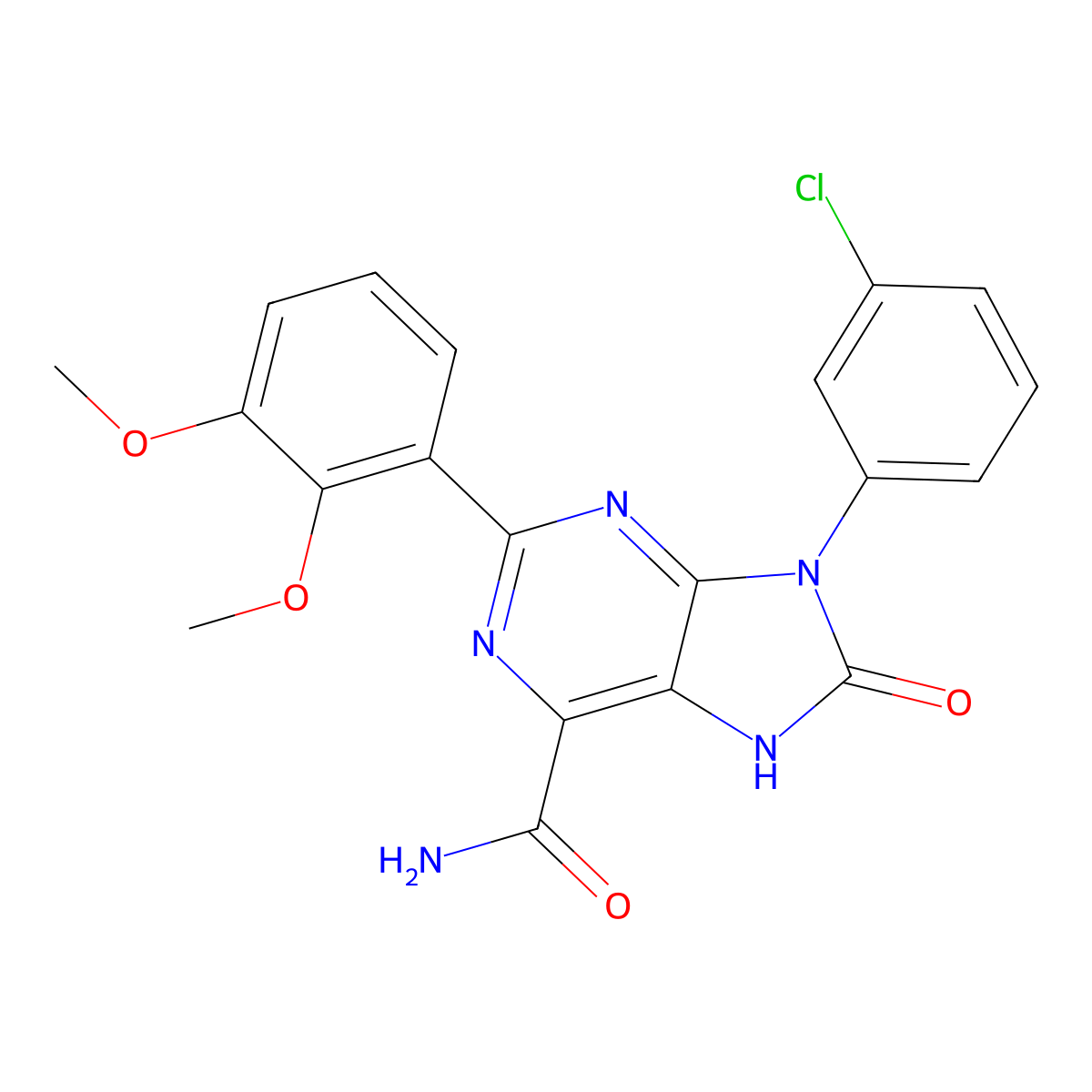 9-(3-chlorophenyl)-2-(2,3-dimethoxyphenyl)-8-oxo-8,9-dihydro-7H-purine-6-carboxamide molecular structure, CAS 852452-81-4