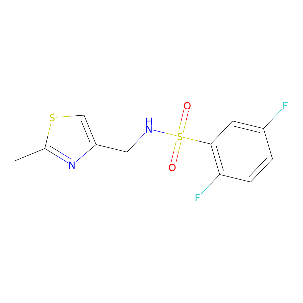 2,5-difluoro-N-[(2-methyl-1,3-thiazol-4-yl)methyl]benzene-1-sulfonamide molecular structure, CAS 852453-11-3