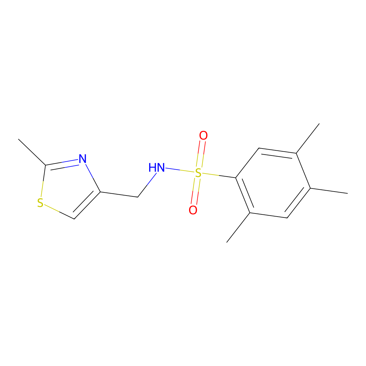 2,4,5-trimethyl-N-[(2-methyl-1,3-thiazol-4-yl)methyl]benzenesulfonamide molecular structure, CAS 852453-12-4