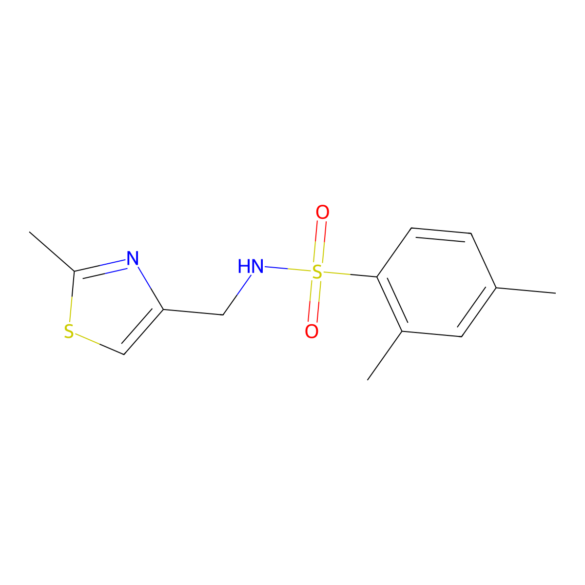 2,4-dimethyl-N-[(2-methyl-1,3-thiazol-4-yl)methyl]benzenesulfonamide molecular structure, CAS 852453-13-5