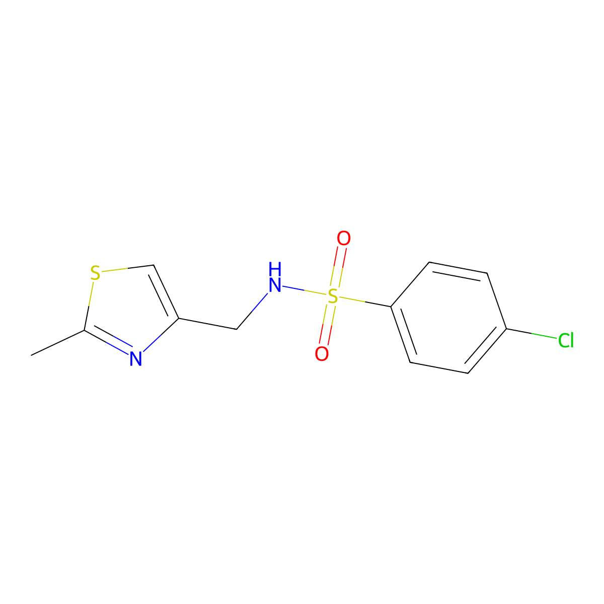 4-chloro-N-[(2-methyl-1,3-thiazol-4-yl)methyl]benzene-1-sulfonamide molecular structure, CAS 852453-15-7