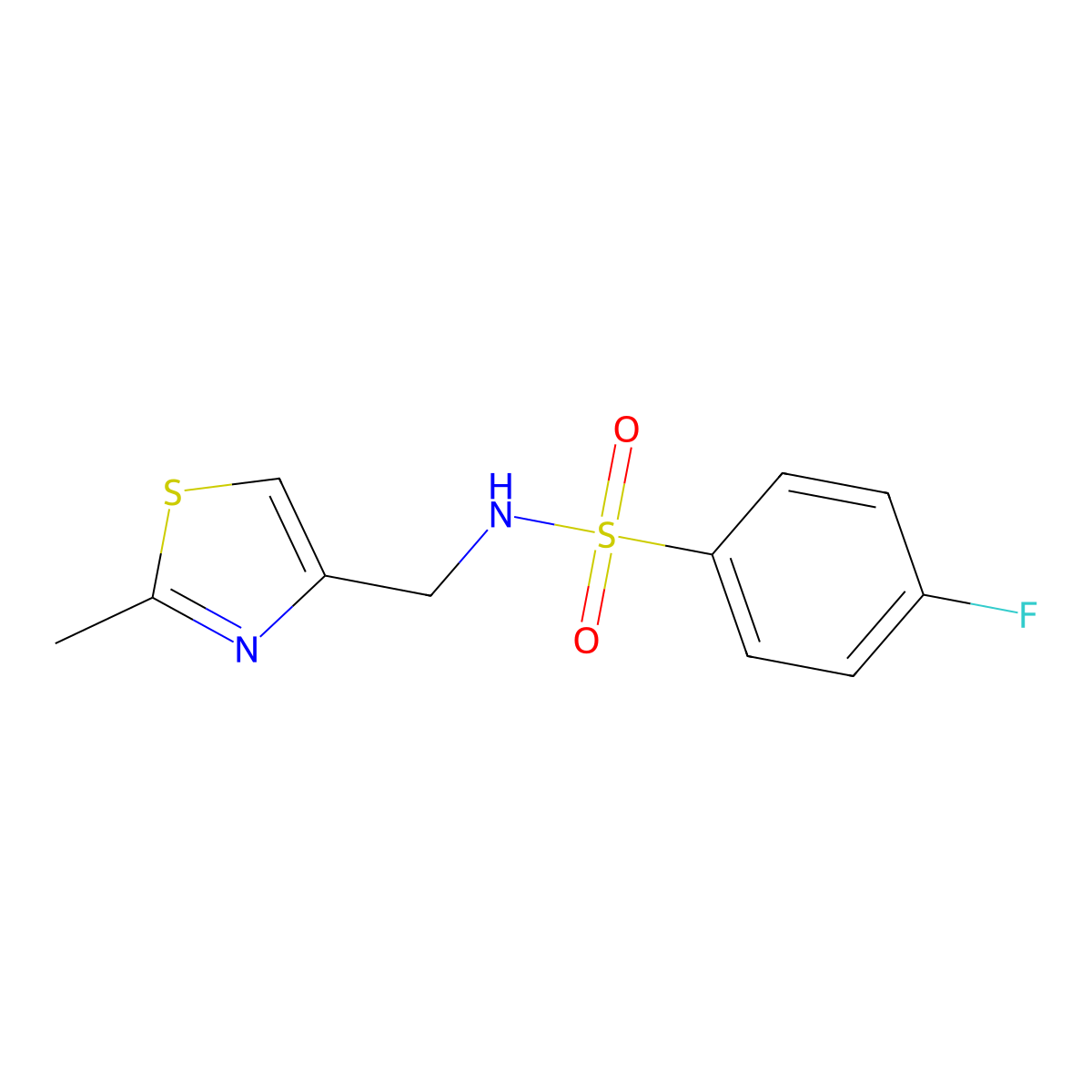 4-fluoro-N-[(2-methyl-1,3-thiazol-4-yl)methyl]benzenesulfonamide molecular structure, CAS 852453-16-8