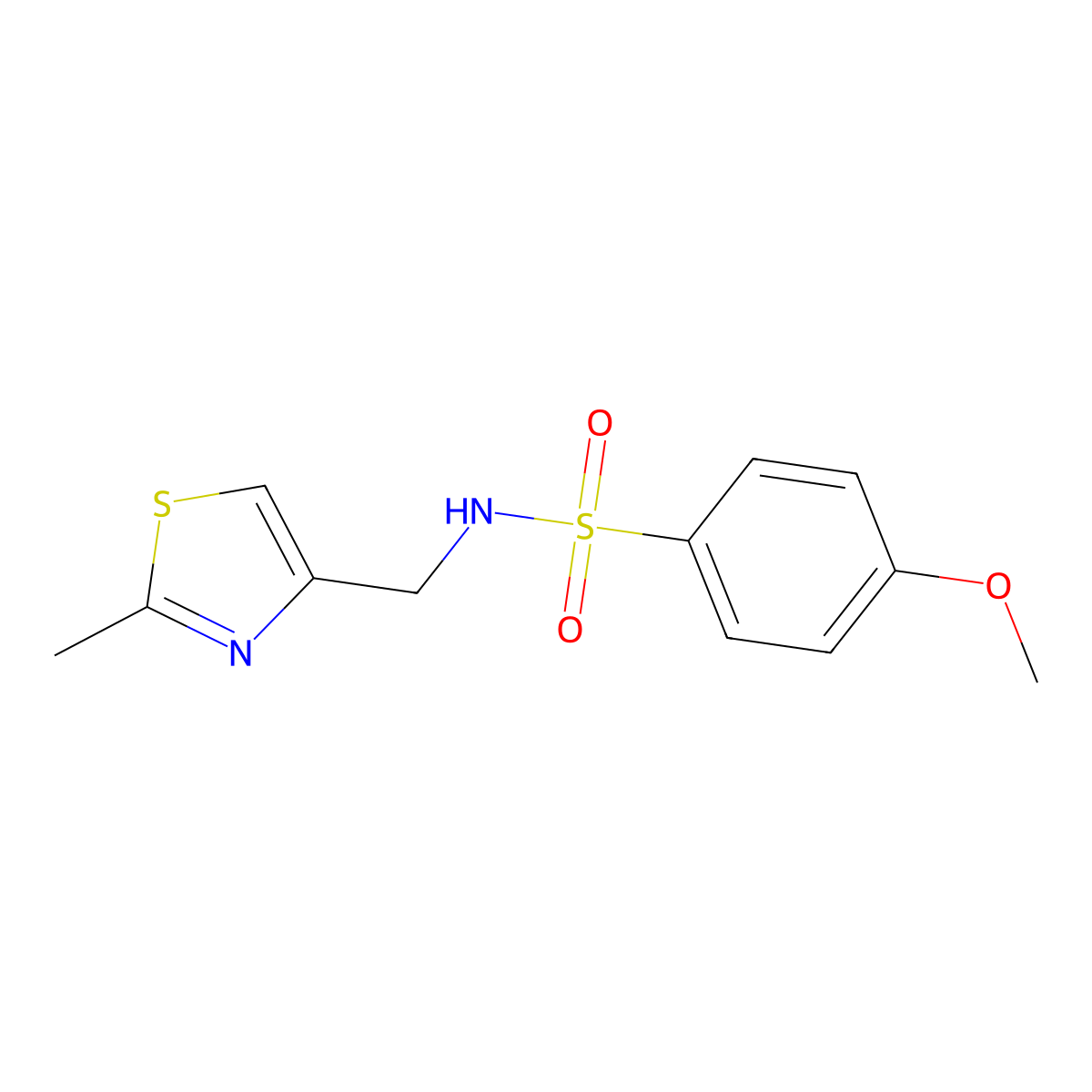 4-methoxy-N-[(2-methyl-1,3-thiazol-4-yl)methyl]benzenesulfonamide molecular structure, CAS 852453-18-0