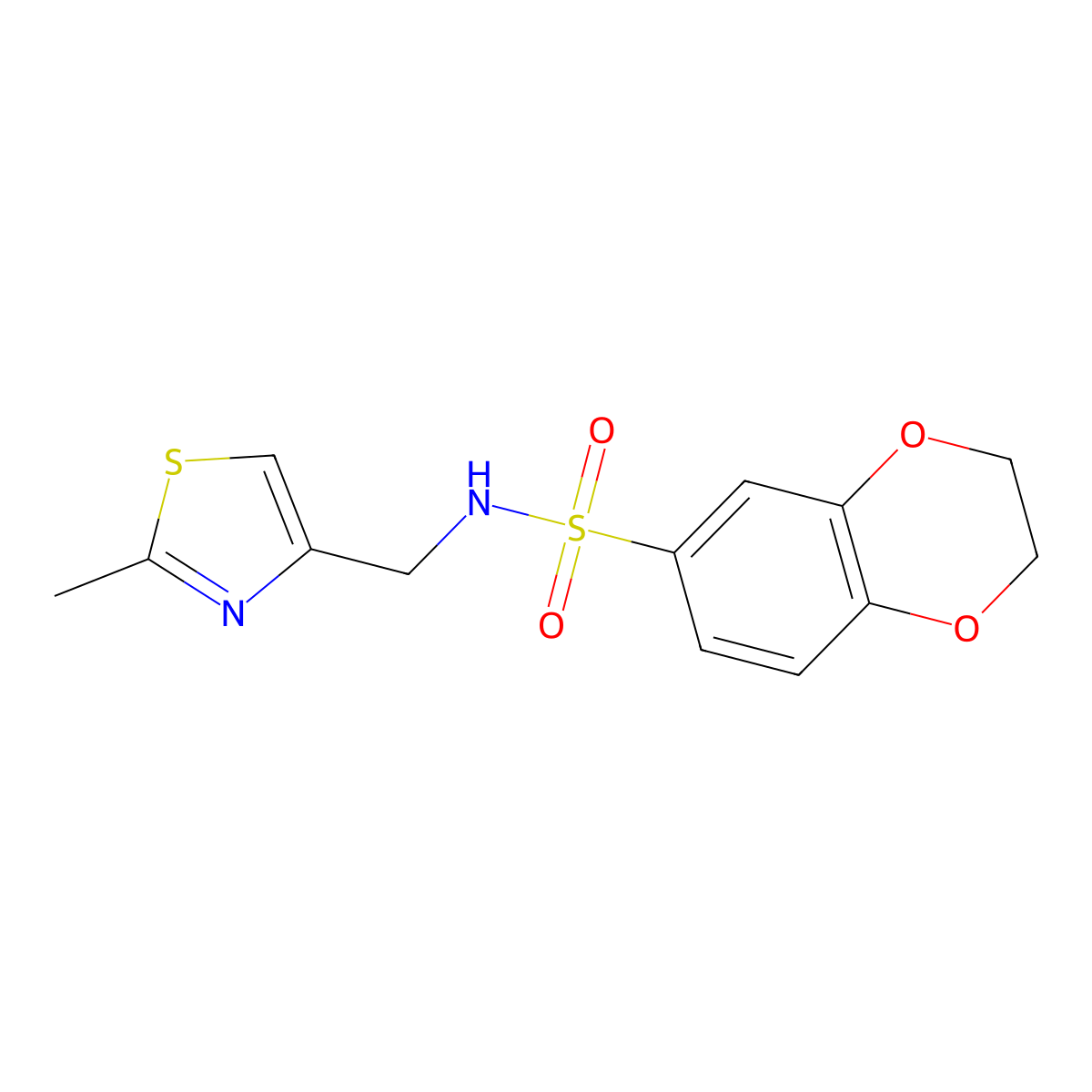 N-[(2-methyl-1,3-thiazol-4-yl)methyl]-2,3-dihydro-1,4-benzodioxine-6-sulfonamide molecular structure, CAS 852453-25-9