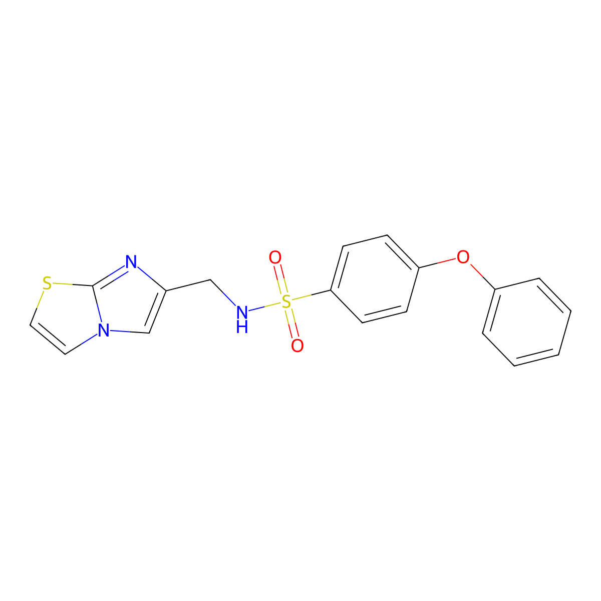 N-(imidazo[2,1-b][1,3]thiazol-6-ylmethyl)-4-phenoxybenzenesulfonamide molecular structure, CAS 852453-47-5