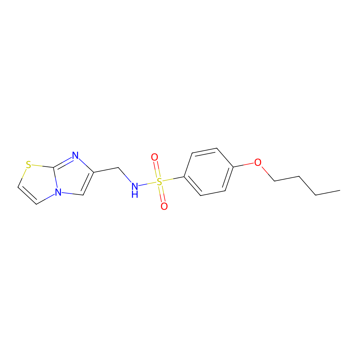 4-butoxy-N-({imidazo[2,1-b][1,3]thiazol-6-yl}methyl)benzene-1-sulfonamide molecular structure, CAS 852453-48-6