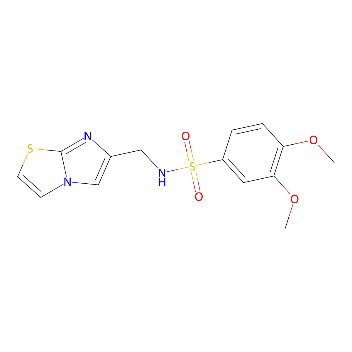 N-({imidazo[2,1-b][1,3]thiazol-6-yl}methyl)-3,4-dimethoxybenzene-1-sulfonamide molecular structure, CAS 852453-52-2
