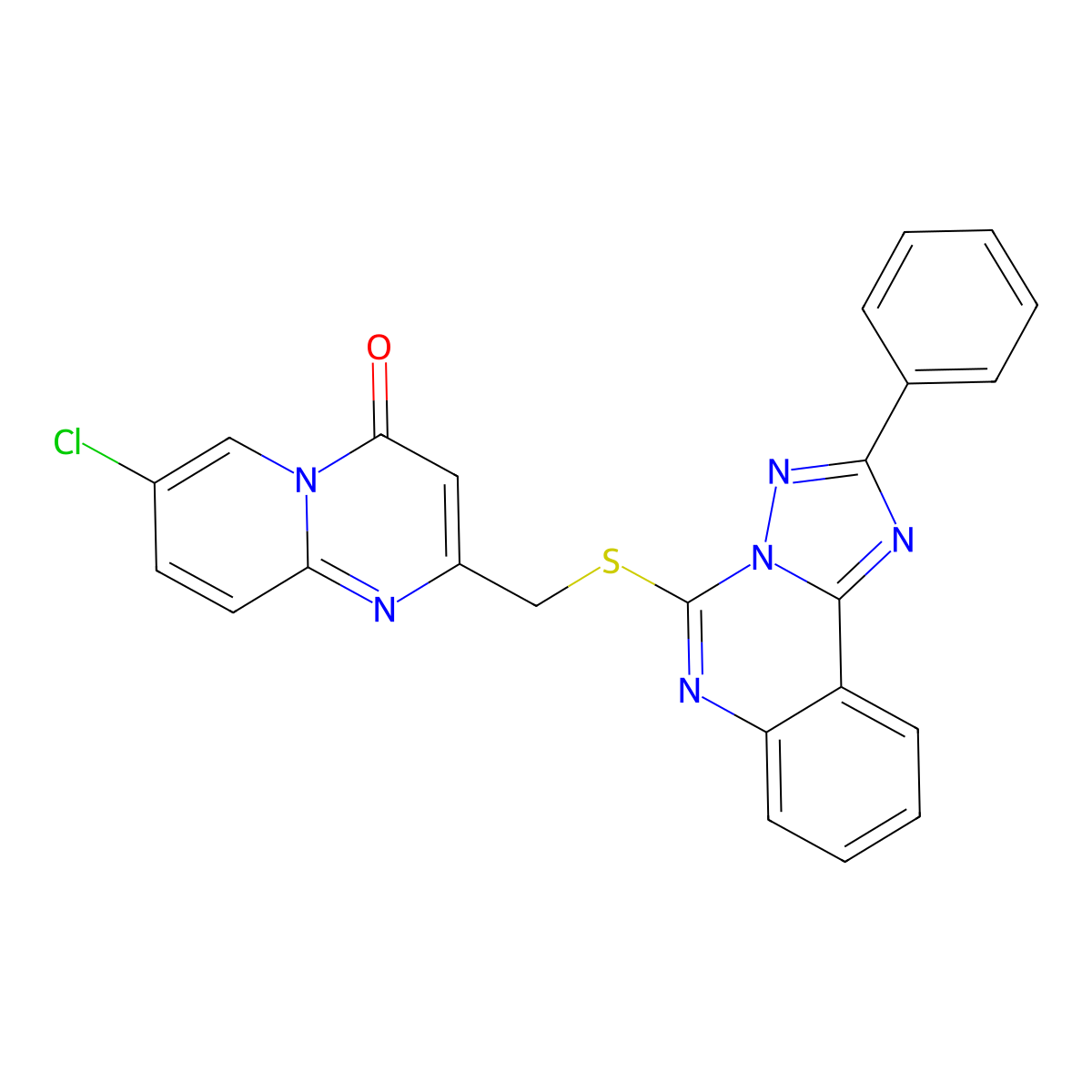 7-chloro-2-[({2-phenyl-[1,2,4]triazolo[1,5-c]quinazolin-5-yl}sulfanyl)methyl]-4H-pyrido[1,2-a]pyrimidin-4-one molecular structure, CAS 852454-26-3