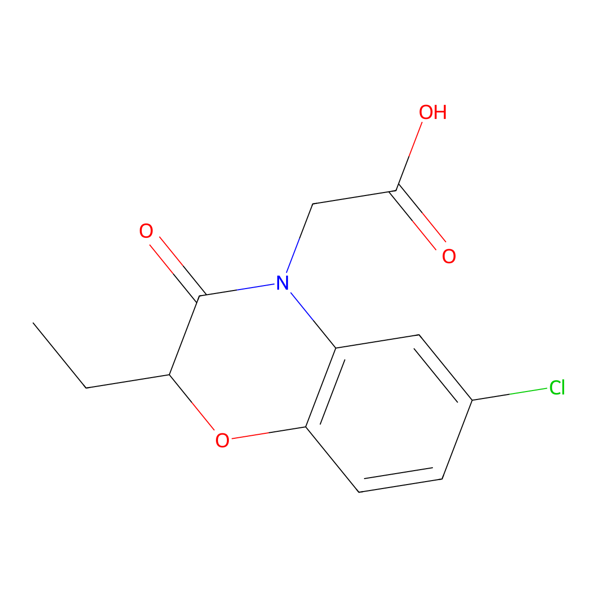 (6-chloro-2-ethyl-3-oxo-2,3-dihydro-4H-1,4-benzoxazin-4-yl)acetic acid molecular structure, CAS 852454-27-4