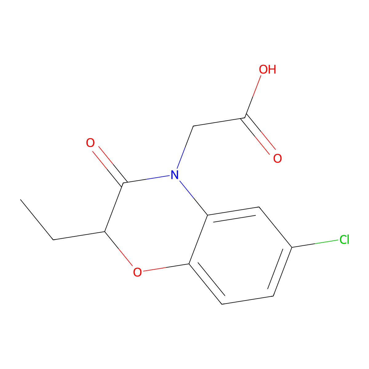 (6-chloro-2-ethyl-3-oxo-2,3-dihydro-4H-1,4-benzoxazin-4-yl)acetic acid molecular structure, CAS 852454-27-4
