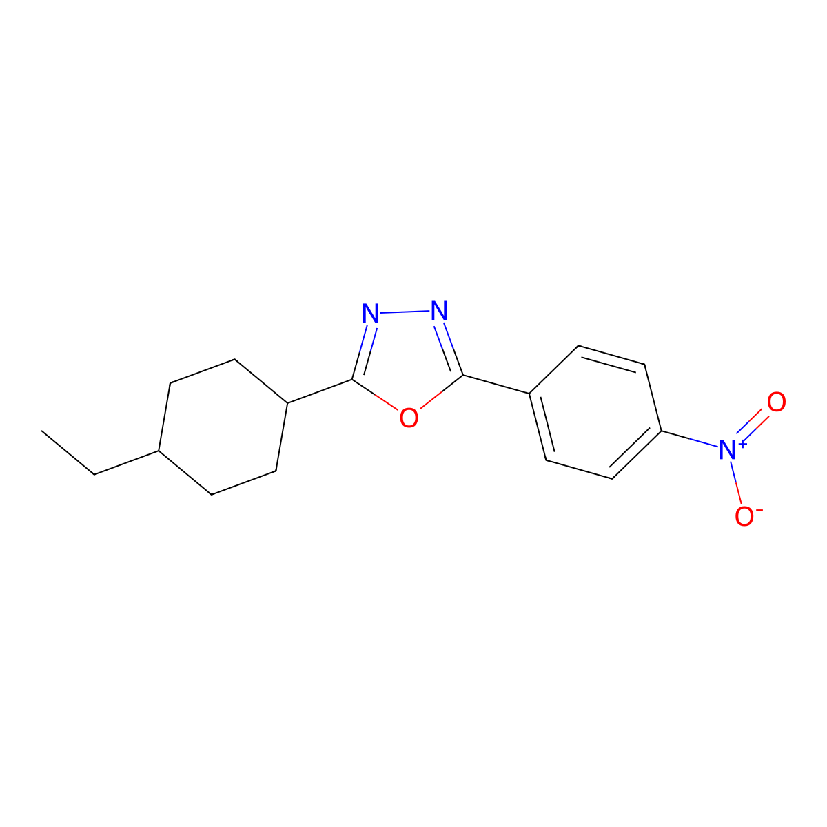 2-(4-Ethylcyclohexyl)-5-(4-nitrophenyl)-1,3,4-oxadiazole molecular structure, CAS 852454-35-4