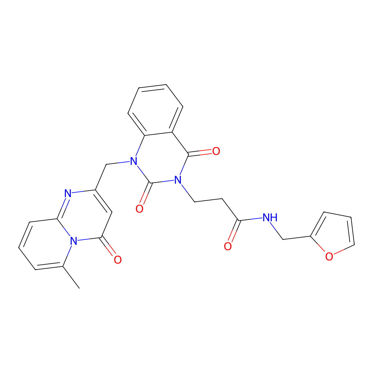 N-(furan-2-ylmethyl)-3-[1-[(6-methyl-4-oxopyrido[1,2-a]pyrimidin-2-yl)methyl]-2,4-dioxoquinazolin-3-yl]propanamide molecular structure, CAS 852454-60-5