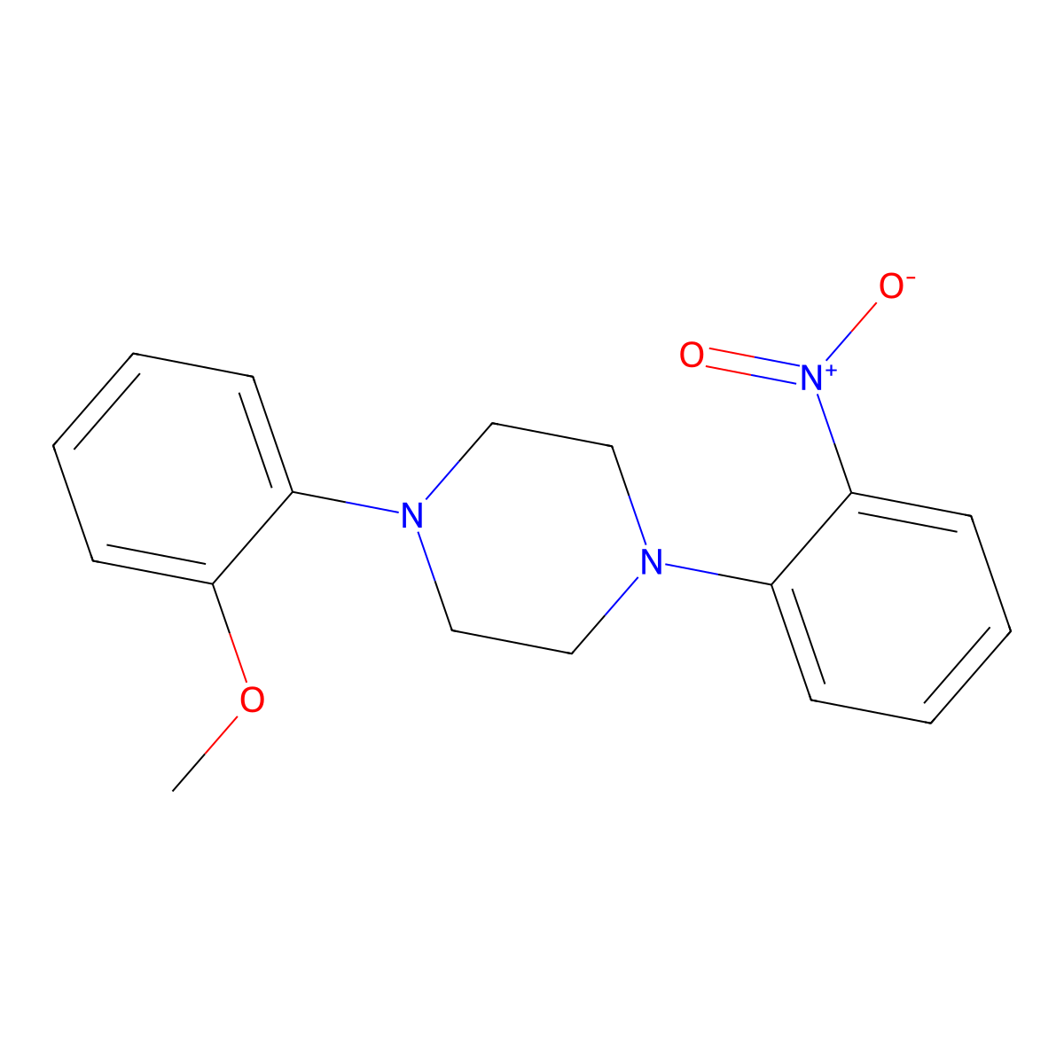 1-(2-Methoxyphenyl)-4-(2-nitrophenyl)piperazine molecular structure, CAS 852465-45-3