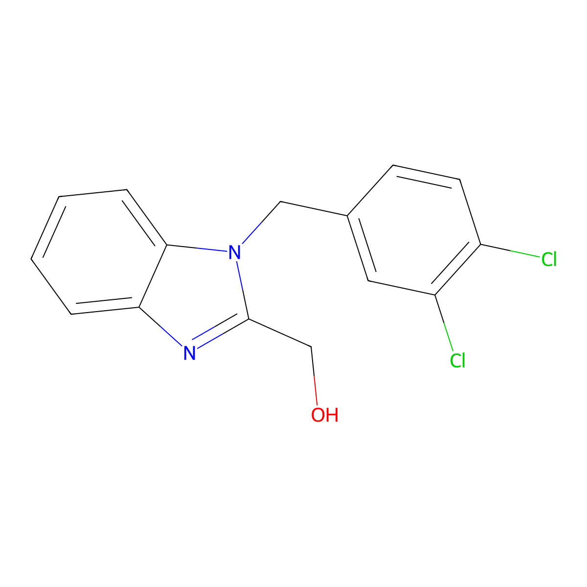 (1-(3,4-dichlorobenzyl)-1H-benzo[d]imidazol-2-yl)methanol molecular structure, CAS 852465-75-9
