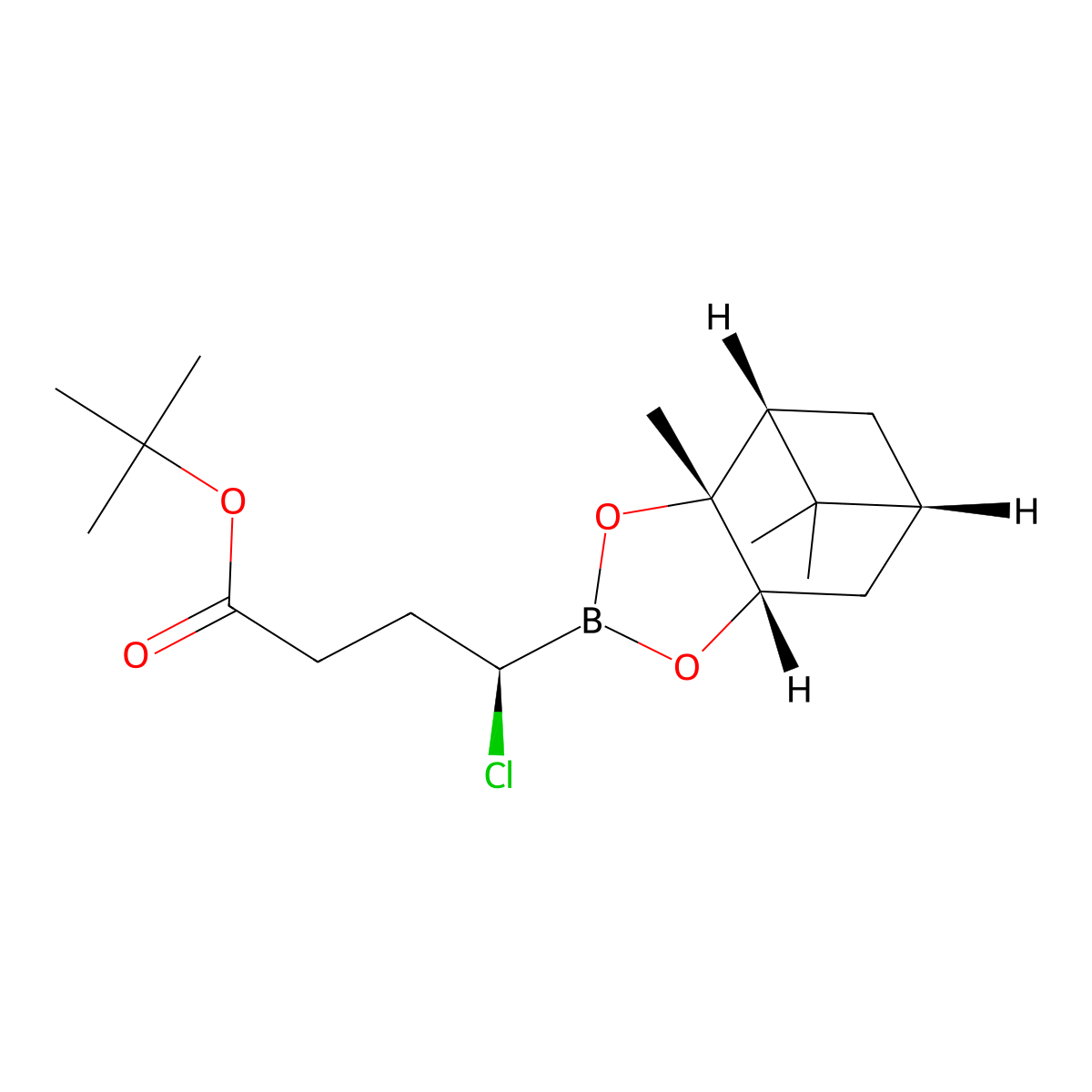 tert-butyl (4R)-4-chloro-4-[(1R,2R,6S,8R)-2,9,9-trimethyl-3,5-dioxa-4-boratricyclo[6.1.1.02,6]decan-4-yl]butanoate molecular structure, CAS 852509-16-1