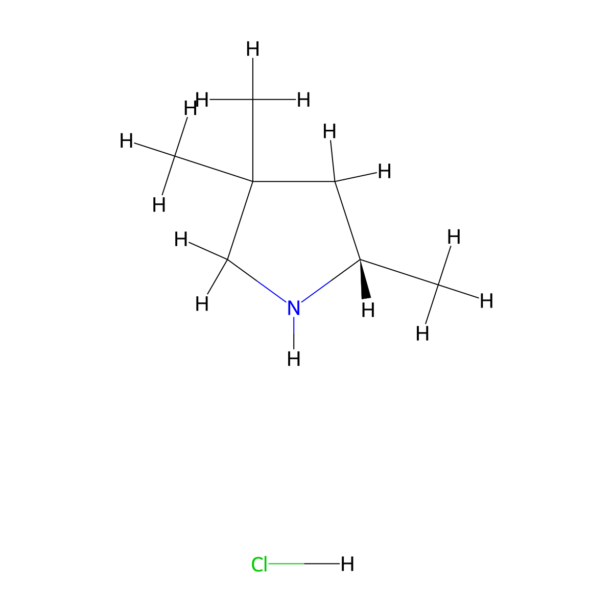 (2S)-2,4,4-trimethylpyrrolidine hydrochloride molecular structure, CAS 852509-46-7